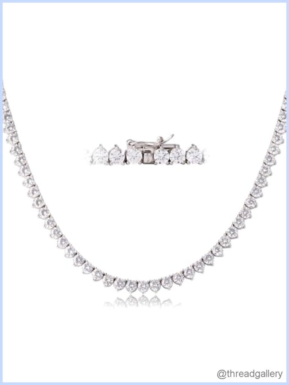 4mm CZ Tennis Necklace 3 Prong Brass 18K Gold Plated Chain 18in